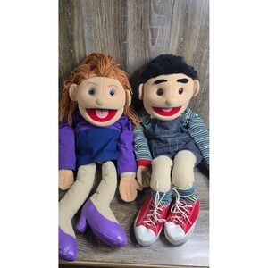 Sunny & Co Toys Hand Puppet Pair‎ Boy Girl Movable Mouth with Arm Rods 2003